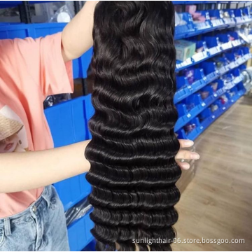 Wholesale price 13x4 HD Lace Front Wig deep wave real Human Hair For Black Woman Pre Plucked Brazilian Indian hair